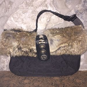 💯 AUTHENTIC COACH RABBIT FUR QUILTED PURSE