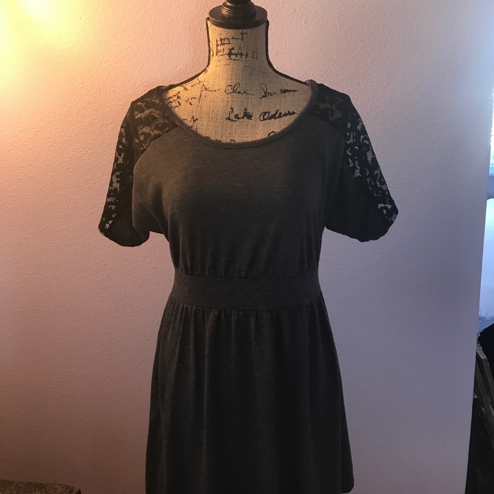 Grey and black lace dress