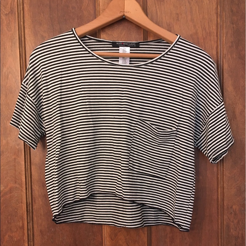 Black & White Striped Crop Top