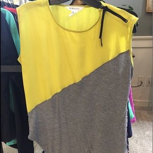 Citron/grey Mixed media tank