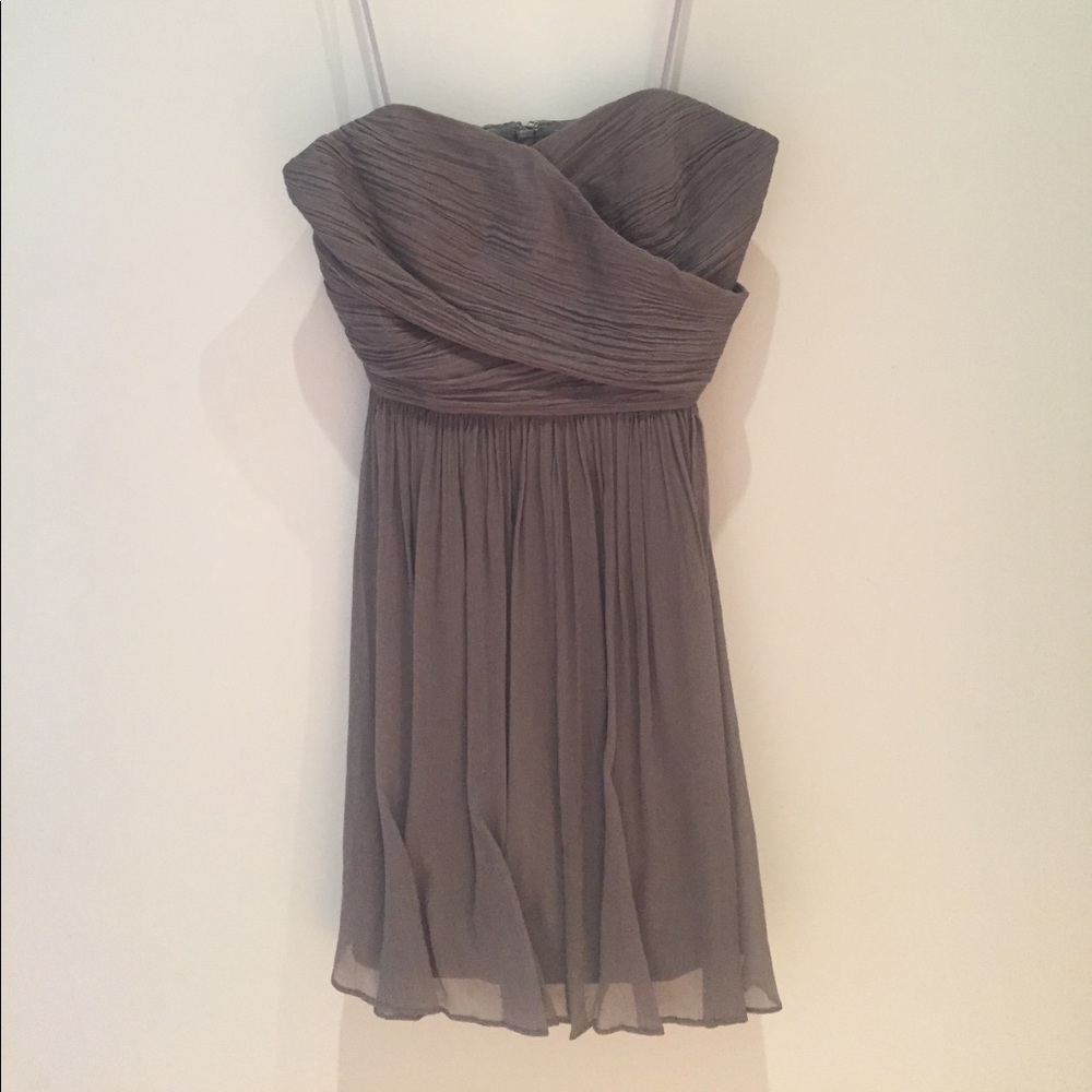 100% silk chiffon grey JCrew bridesmaids dress