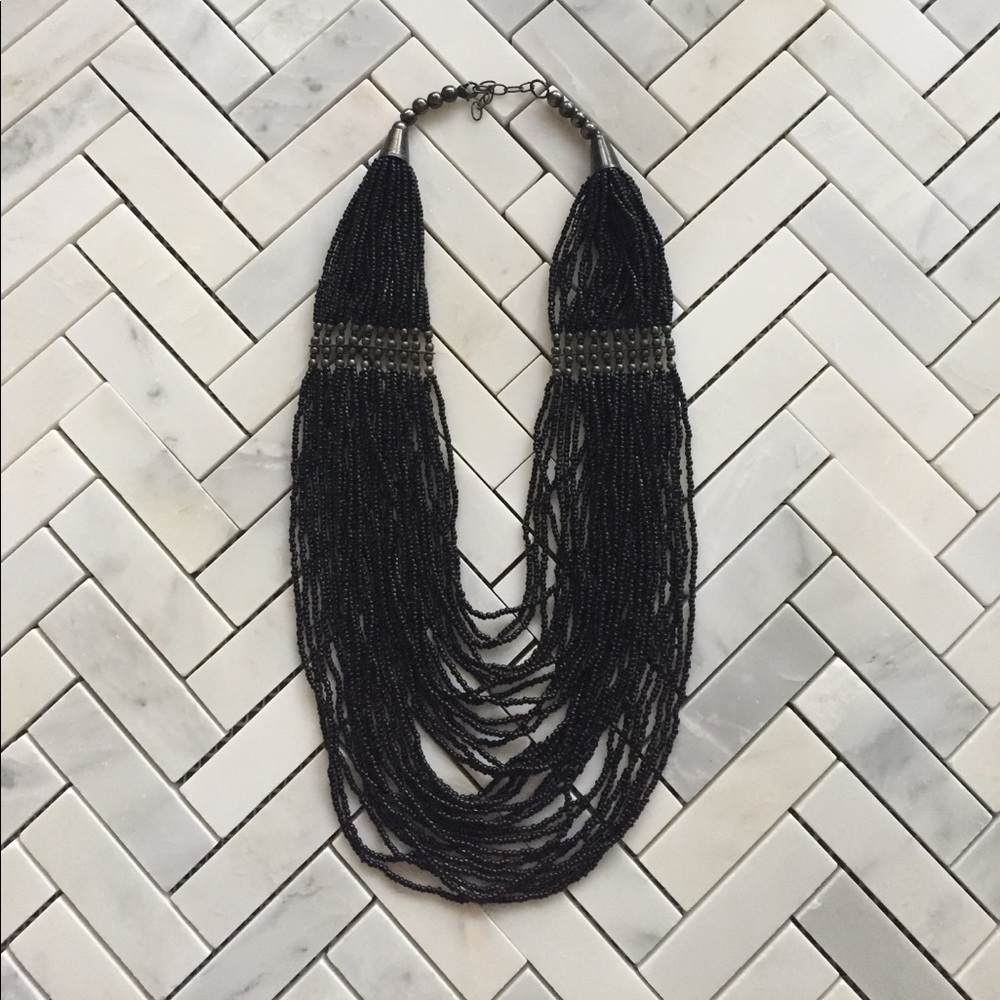 Black Tapered Bead Necklace