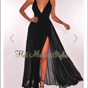 Hot Miami Styles Black Maxi Dress NWT