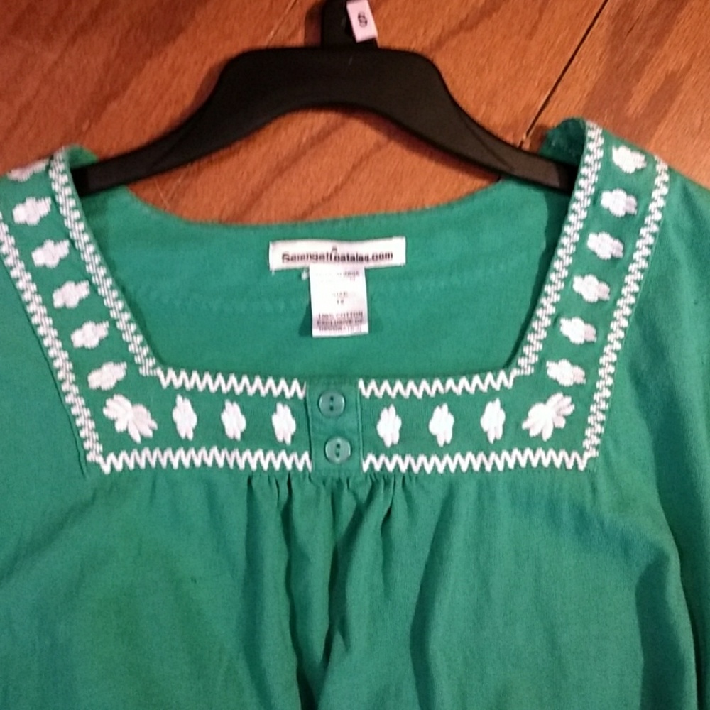 Cute Green👕 Embroidered Top - 1X - Picture 3 of 3