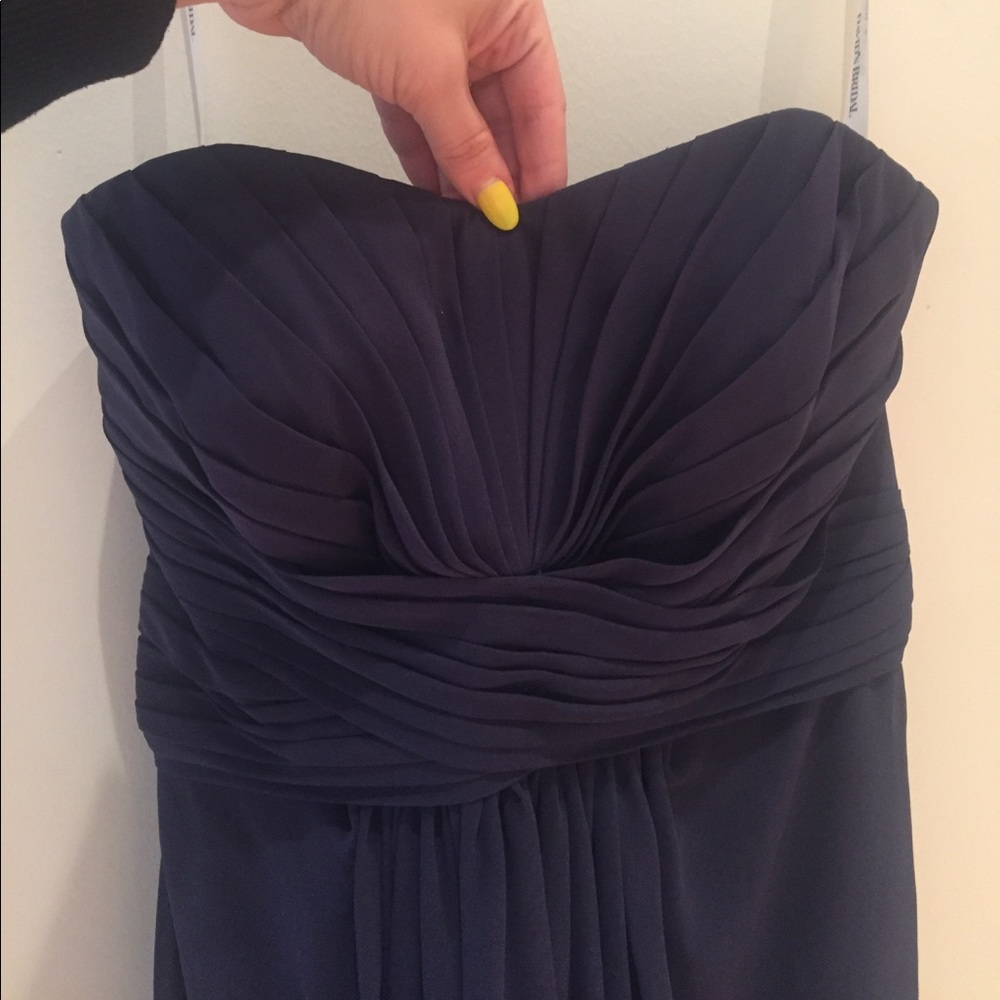 Navy full length bridesmaids dress
