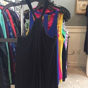 Black stretch cotton halter