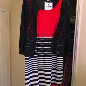 Red, black, and white Sunday dress