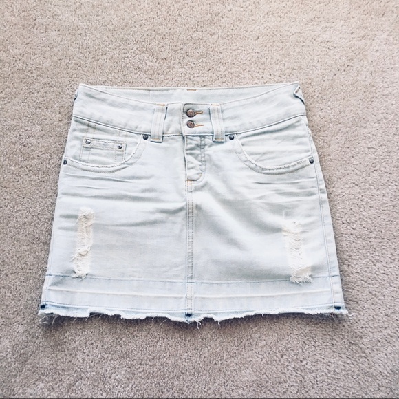 Oh Boy! Dresses & Skirts - Oh Boy! Destructed Light Jeans Skirt