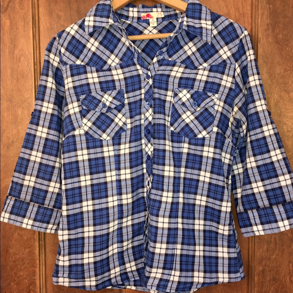 Blue Plaid Button Up