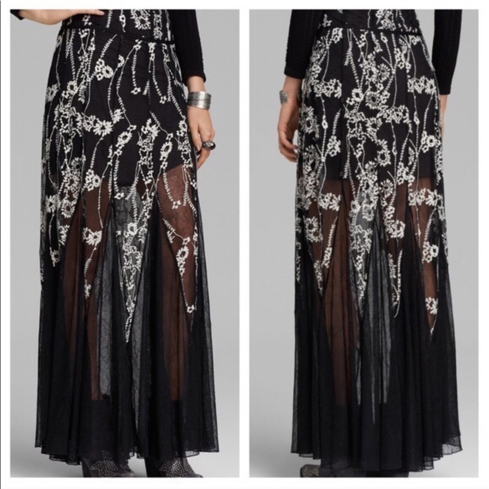 Floral embroidered free people skirt