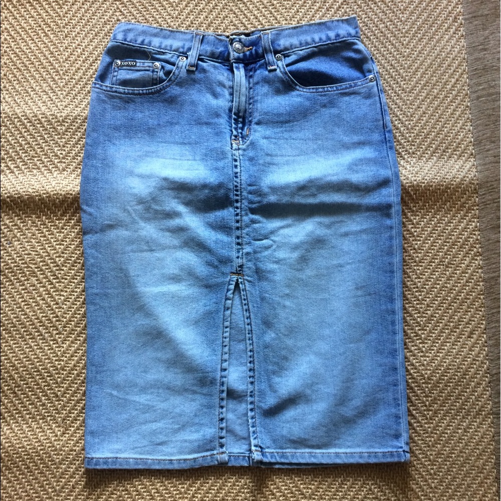 XOXO Blue Jean Pencil Skirt Size 3/4