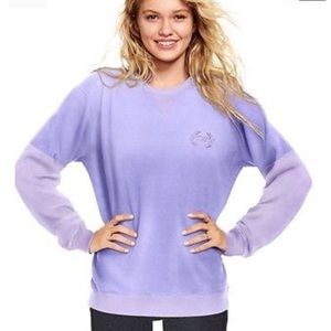 Victoria Secret Percent Pink Velvet Campus Crew