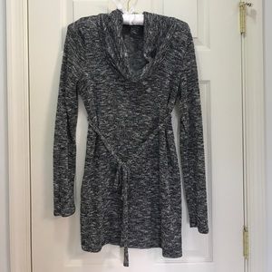 Gray Space Dye Maternity Cowl Neck Sweater