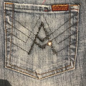 7 For All Mankind Boot Cut Lt Blue Jeans A Pocket