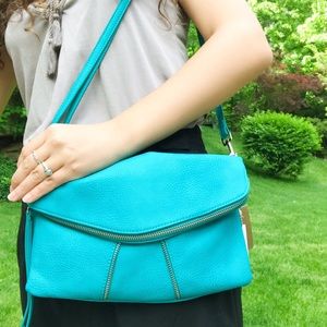 Turquoise Zoe Zip Flap Clutch