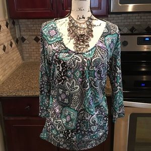 NY & Co NWT lavender green and black blouse