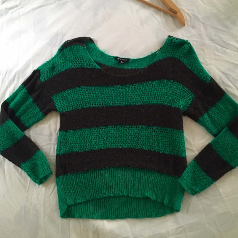 Open Knit Striped Sweater