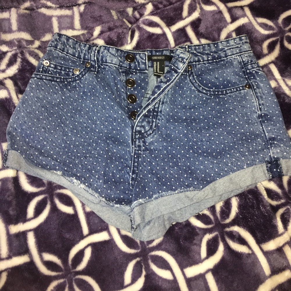 Polka dotted high waisted shorts