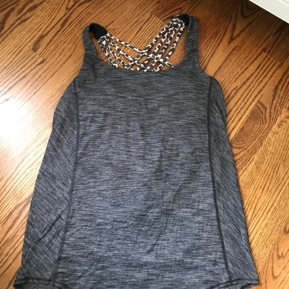 Gray Lulu Lemon open back top w/ built-in bra