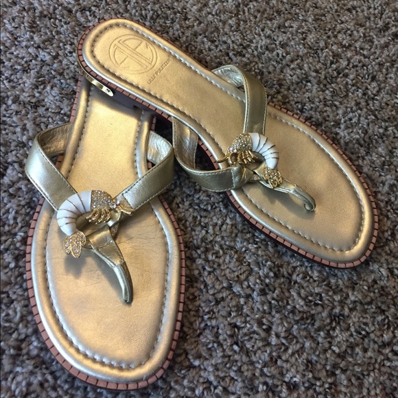 lilly pulitzer gold sandals