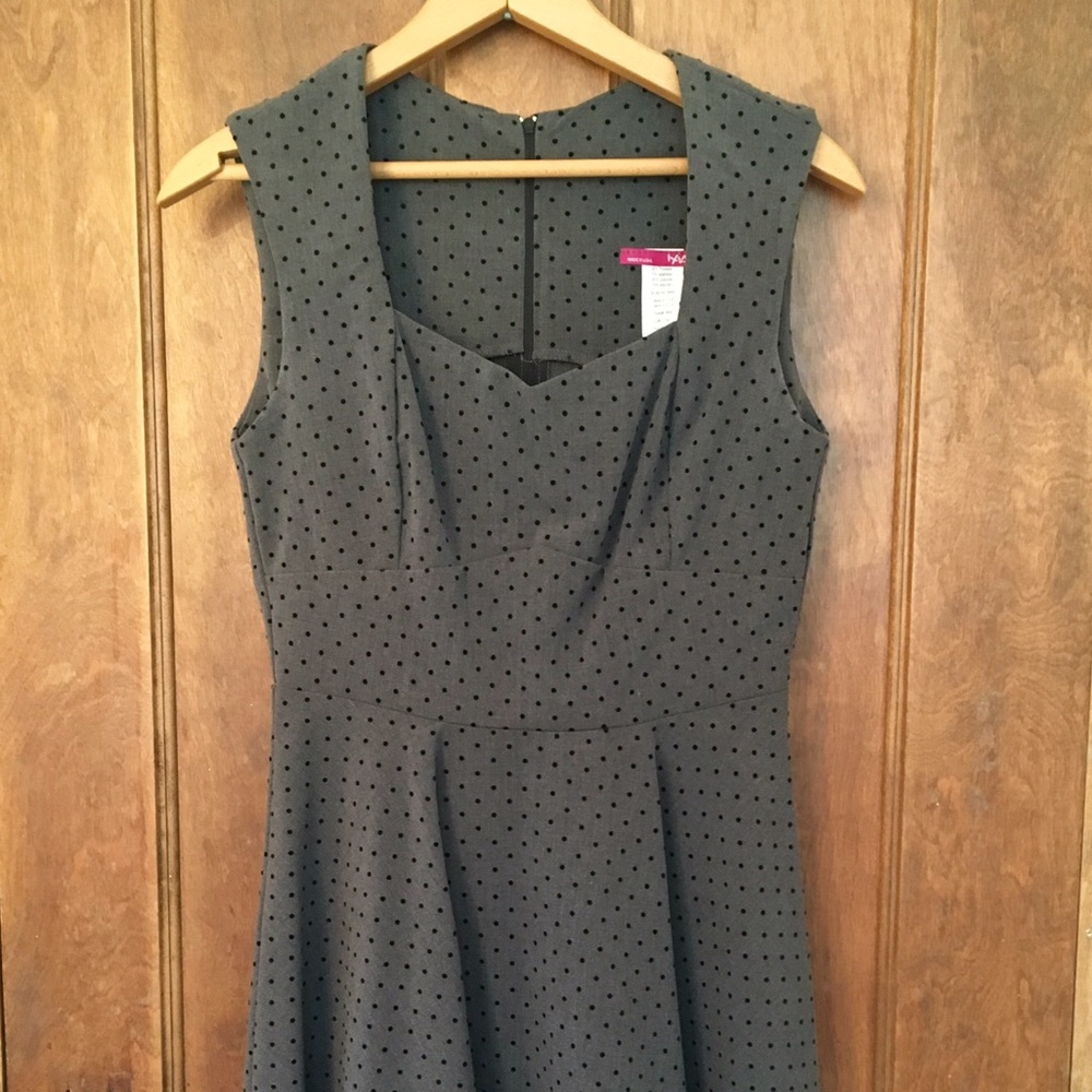 Grey Polka Dotted A Line Dress