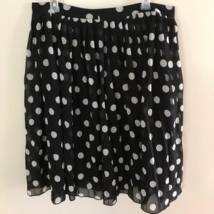 Light flowy black and white polka dot skirt