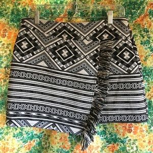 Super Cute Asymmetrical Fringed Tapestry Skirt!
