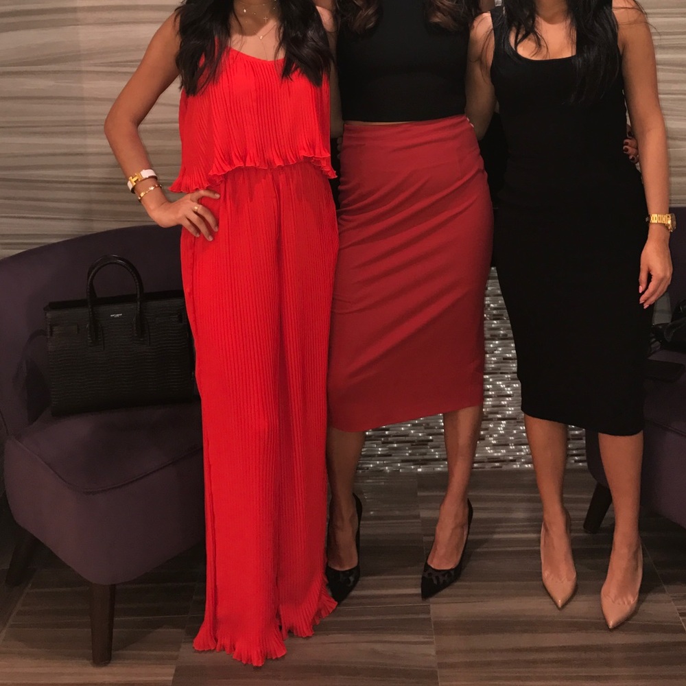 Lovers and friends red pleated jumpsuit