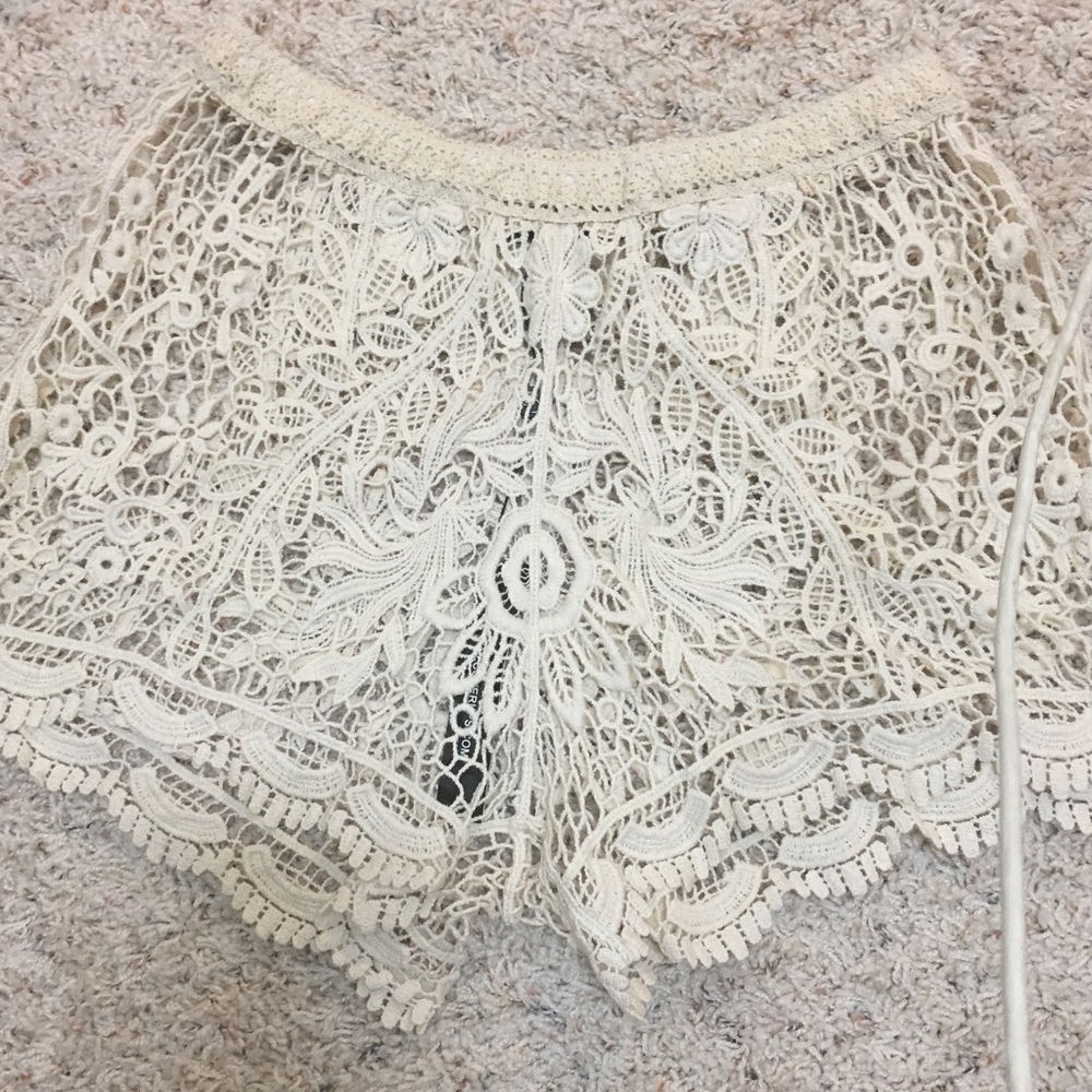 Ivory crochet swim coverup shorts