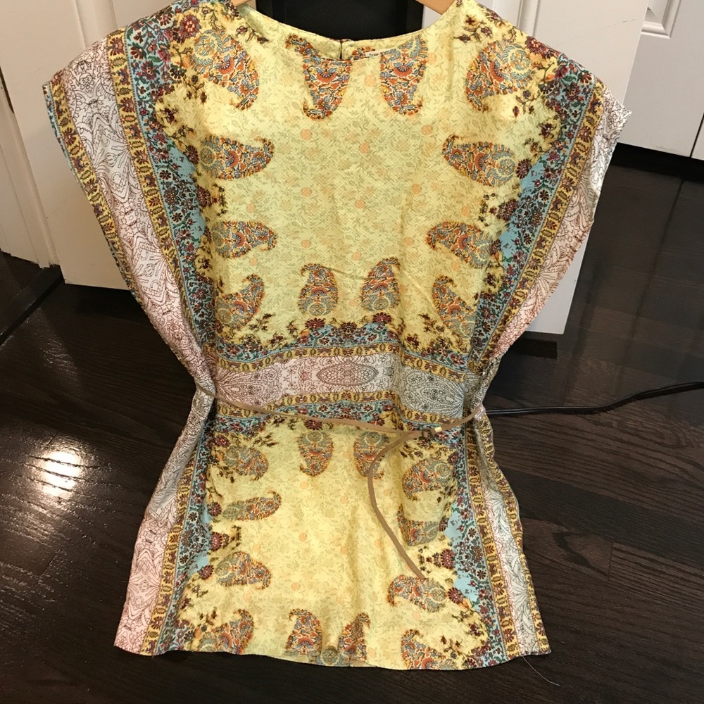Zara girls yellow Paisley dress