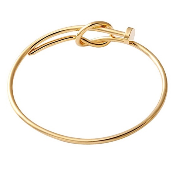 Twist Knot Nail Bangle Bracelet Cuff GOLD - Picture 2 of 3