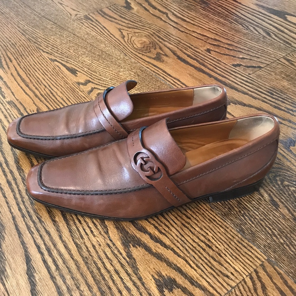 Gucci mens leather loafer brown size 9.5