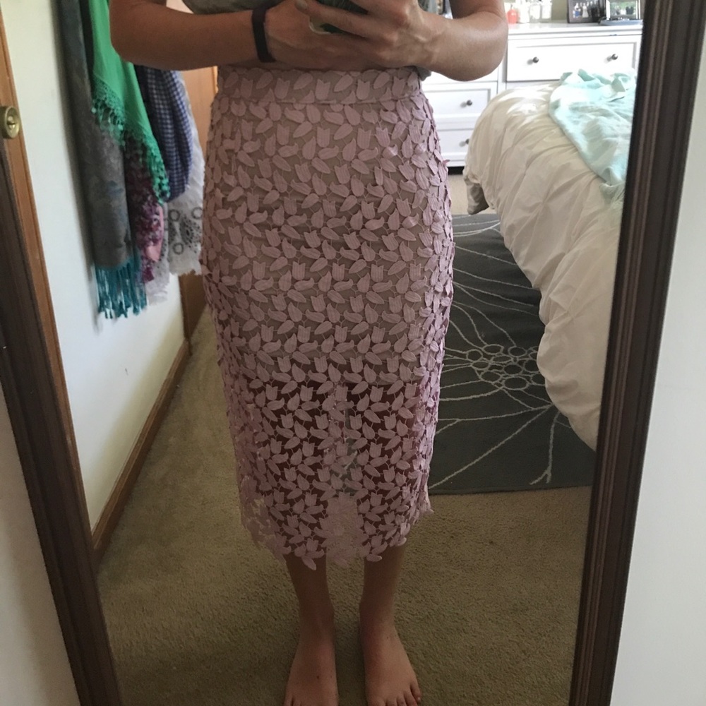 Bardot midi floral lace skirt. NWT.