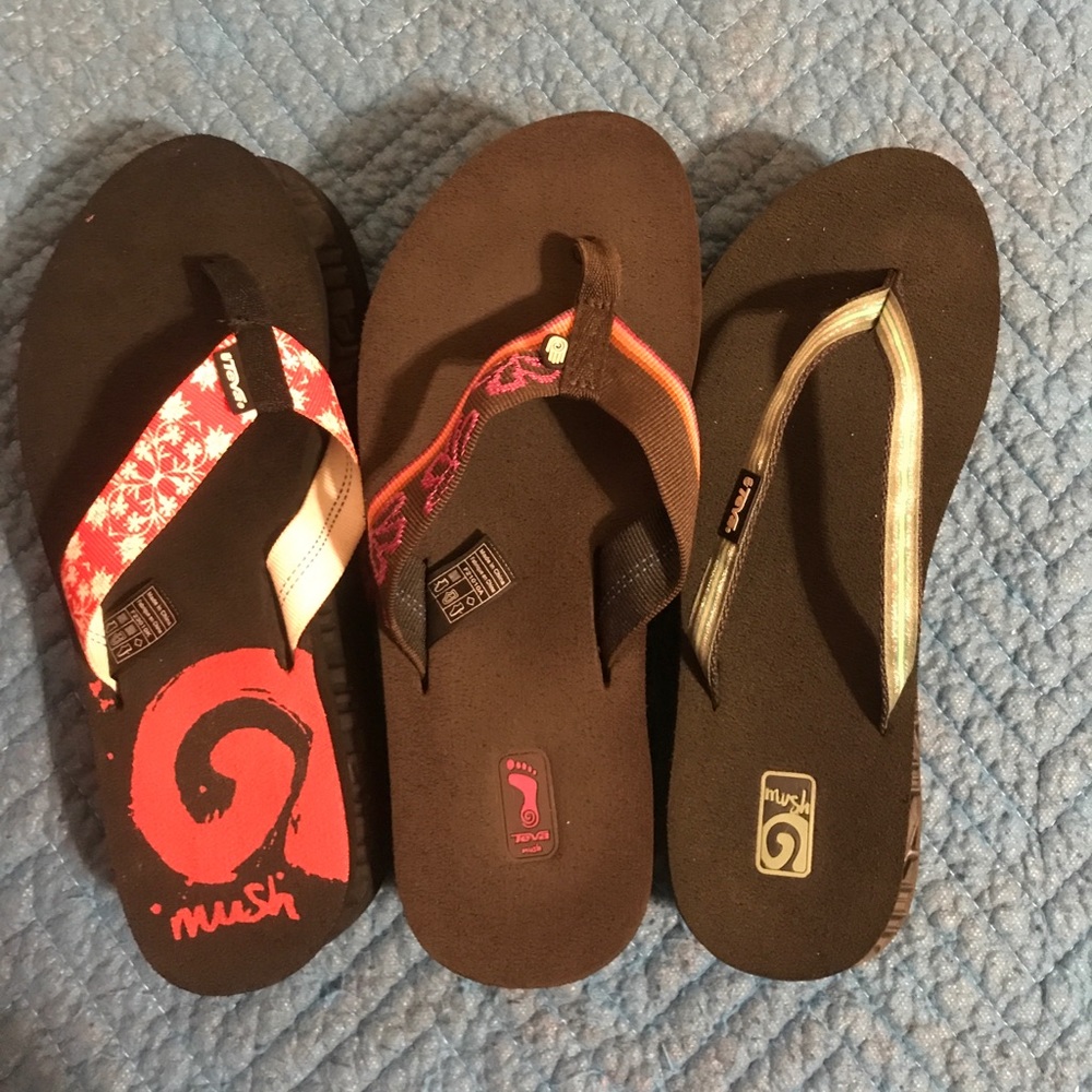 Teva mush flip flops.