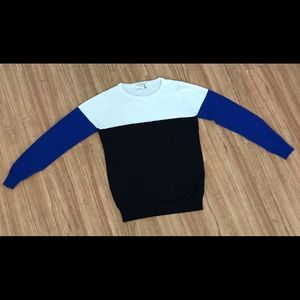 Black, White, and Blue Crew Neck Sweater