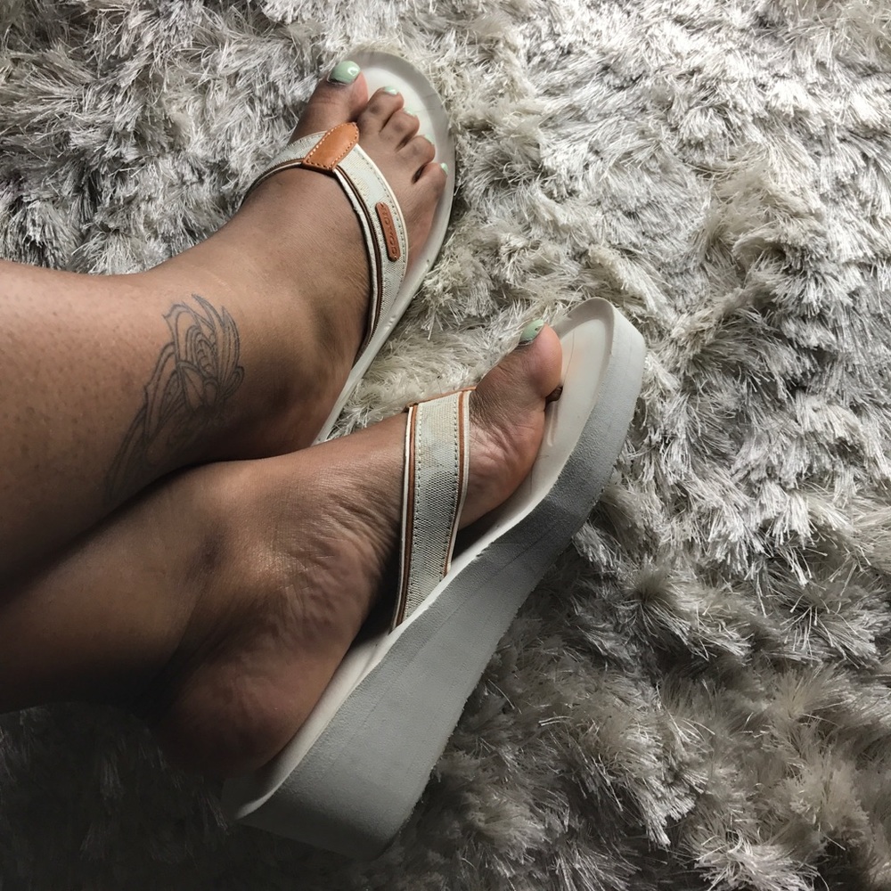 Authentic Coach Wedged Flip Flops