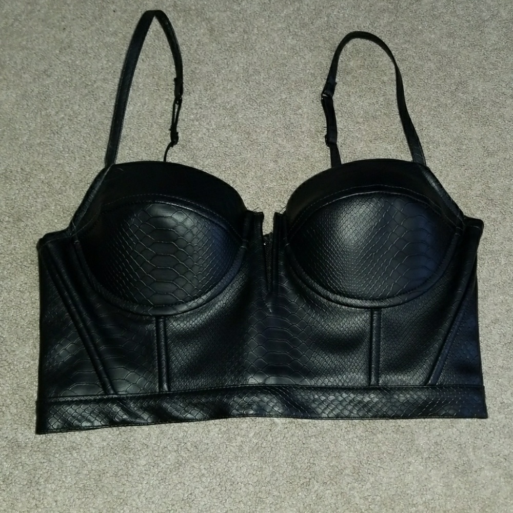 Black leather corset