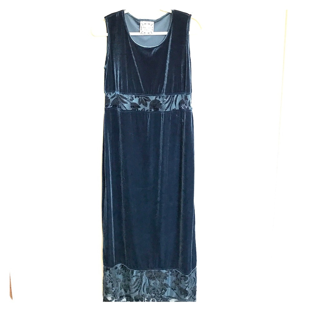 VINTAGE 90's Retro Velvet Maxi Dress