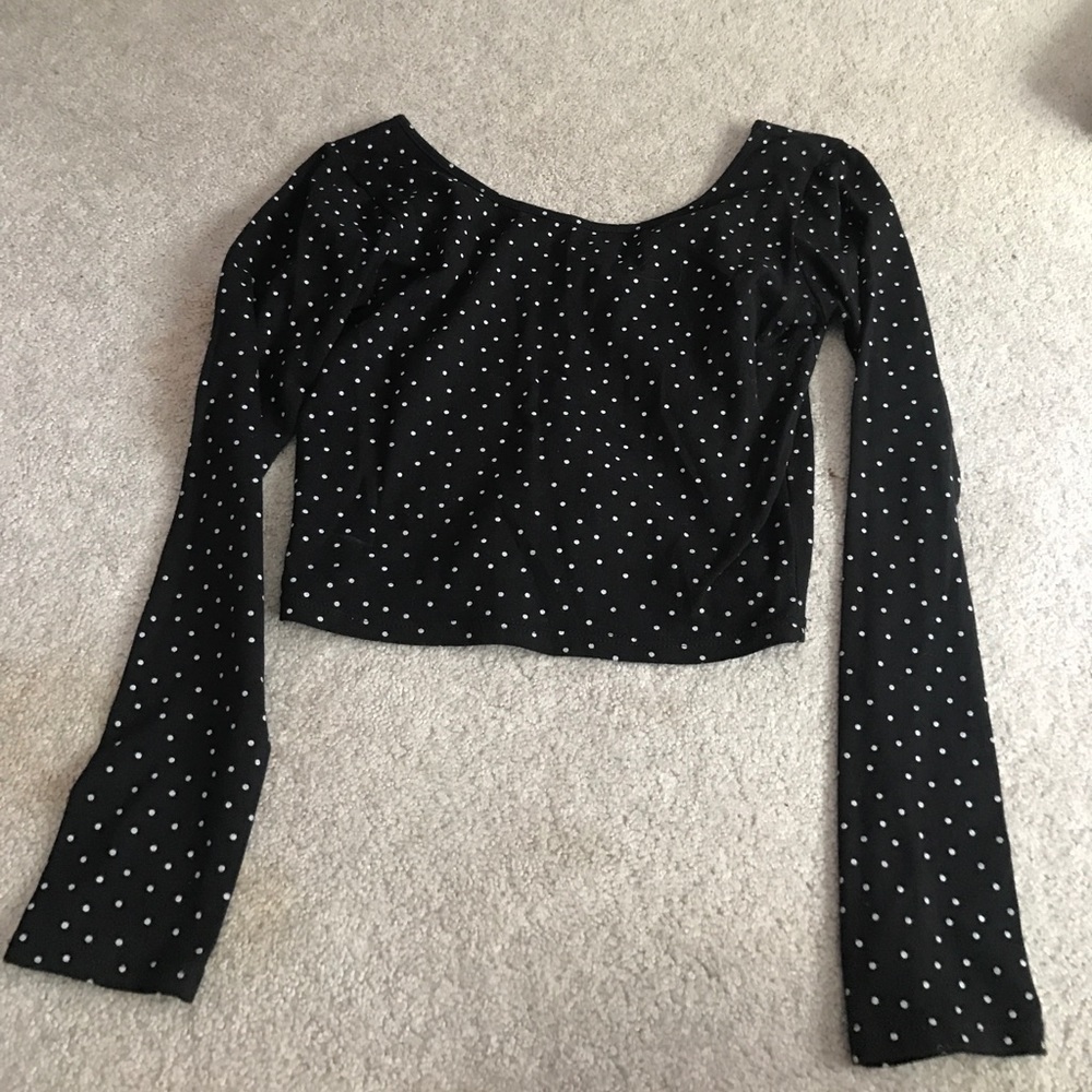 Black & white polka dot crop top