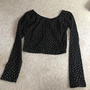 Black & white polka dot crop top