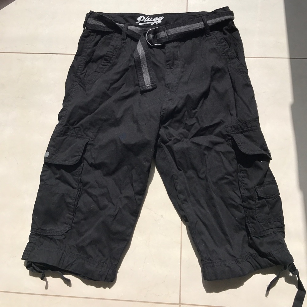 Extended long black shorts