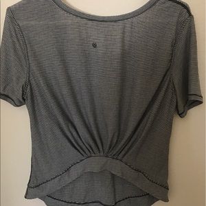 Lulu lemon short sleeve cropped back striped top