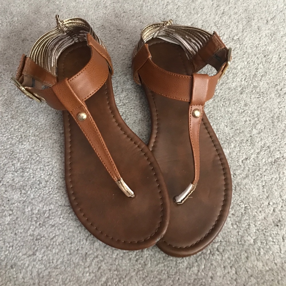 Brown & gold strap sandals