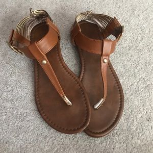 Brown & gold strap sandals