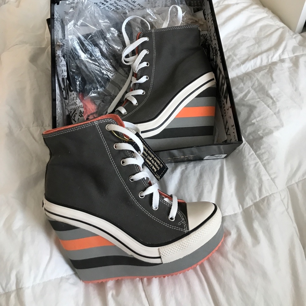 Neon Orange Converse Wedges