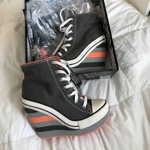 Neon Orange Converse Wedges