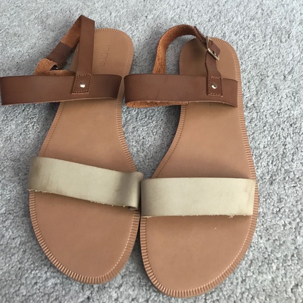 Brown & tan strap sandals