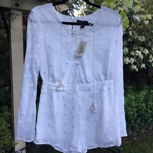 WHITE FLOWER EMBROIDERED ROMPER