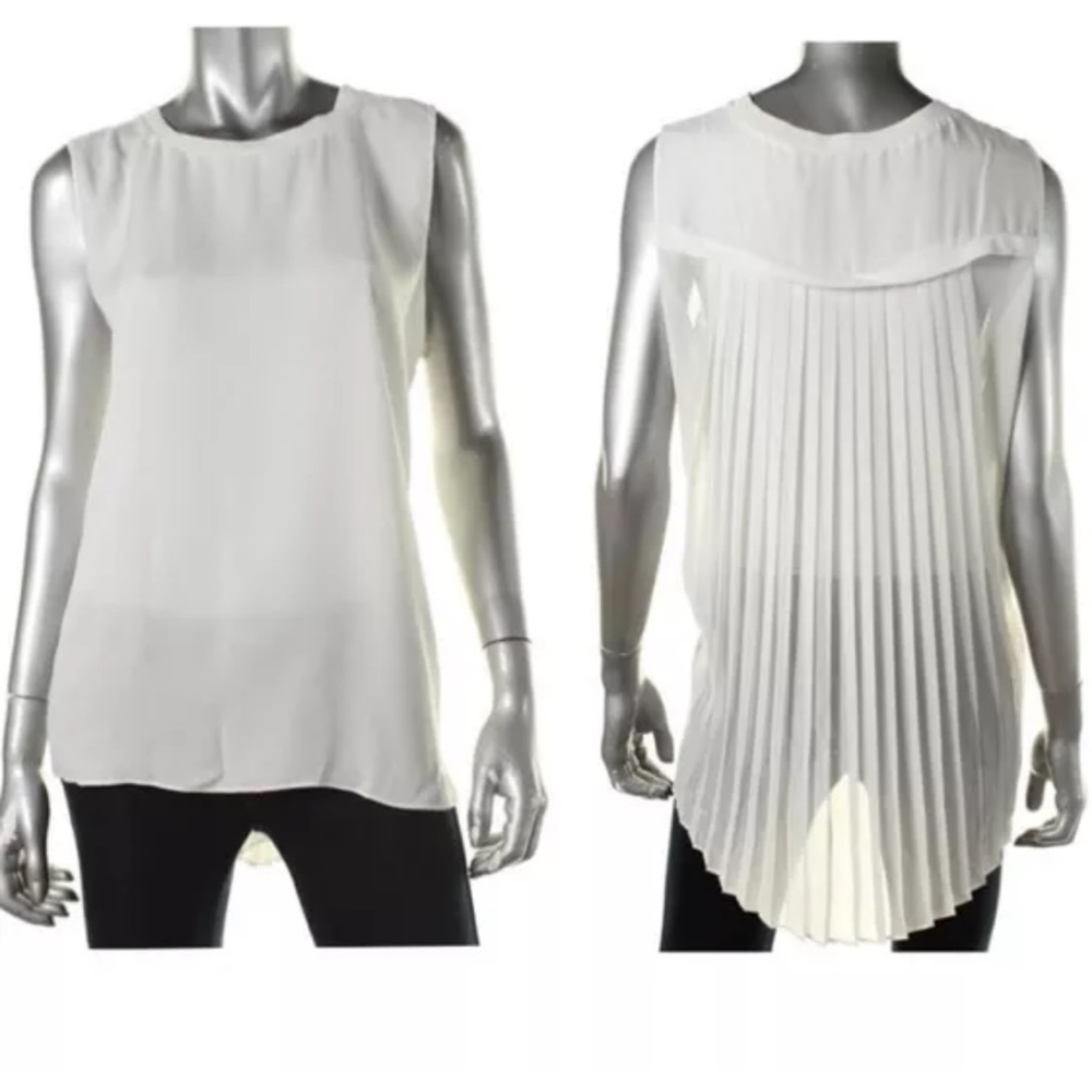 Tahari White Chiffon High-Low Tank Top! S NWT saks - Picture 2 of 2