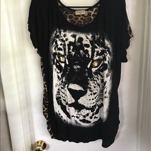 Tiger face leopard back blouse